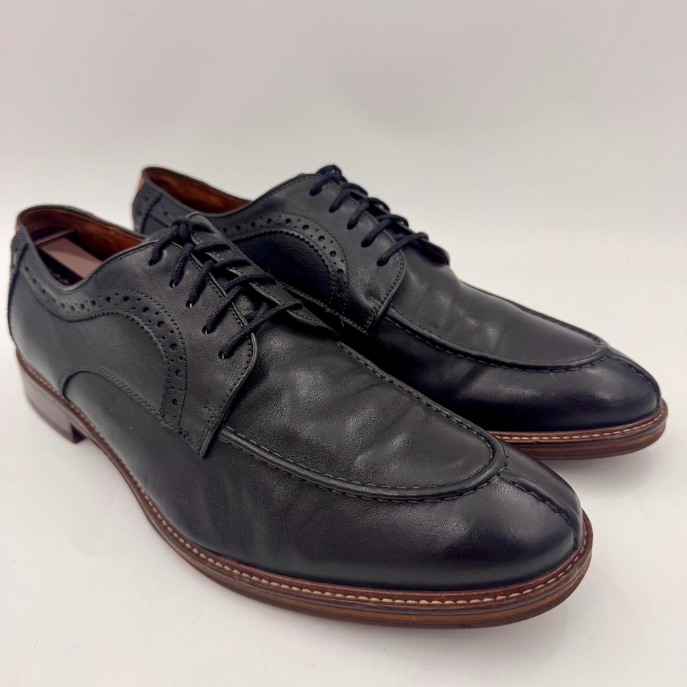 Johnston & Murphy J&M Flex Black Leather Split Toe Derby Dress Shoes Men's 12D